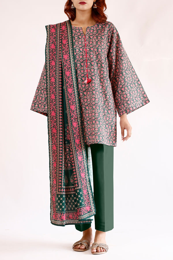 Unstitched Printed Khaddar 3 Piece