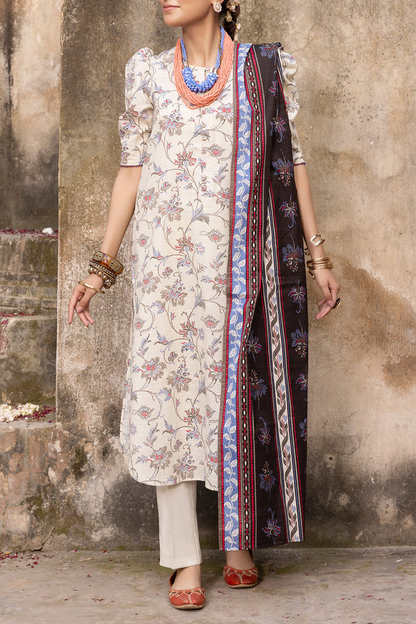 Unstitched Printed Warm Khaddar 3 Piece