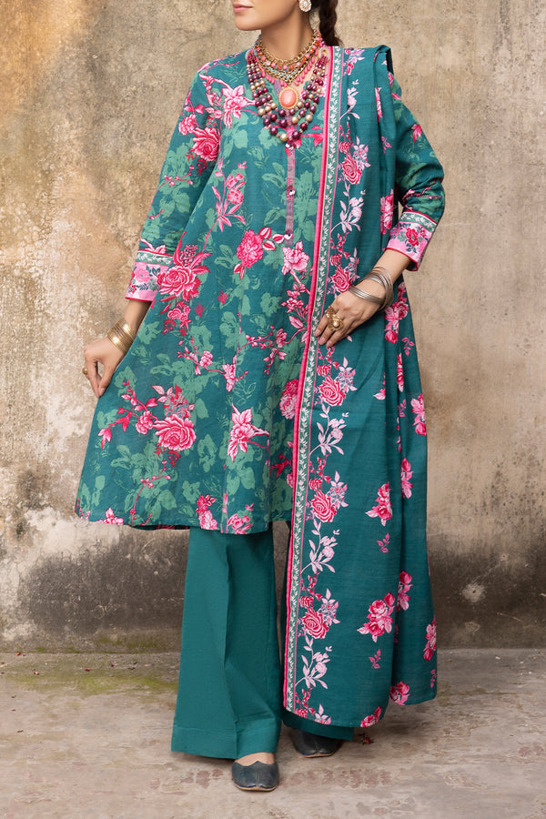 Unstitched Printed Warm Khaddar 3 Piece