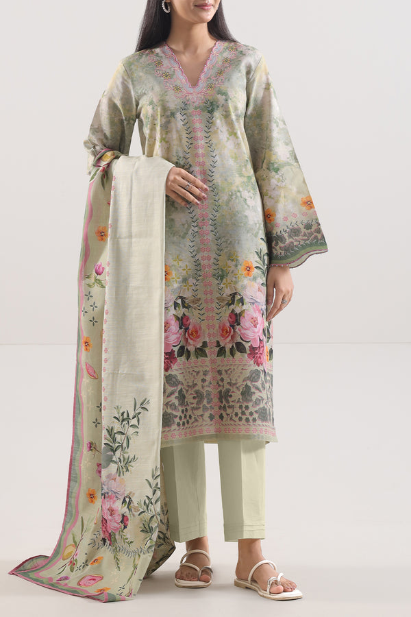 Unstitched Printed Warm Khaddar 3 Piece