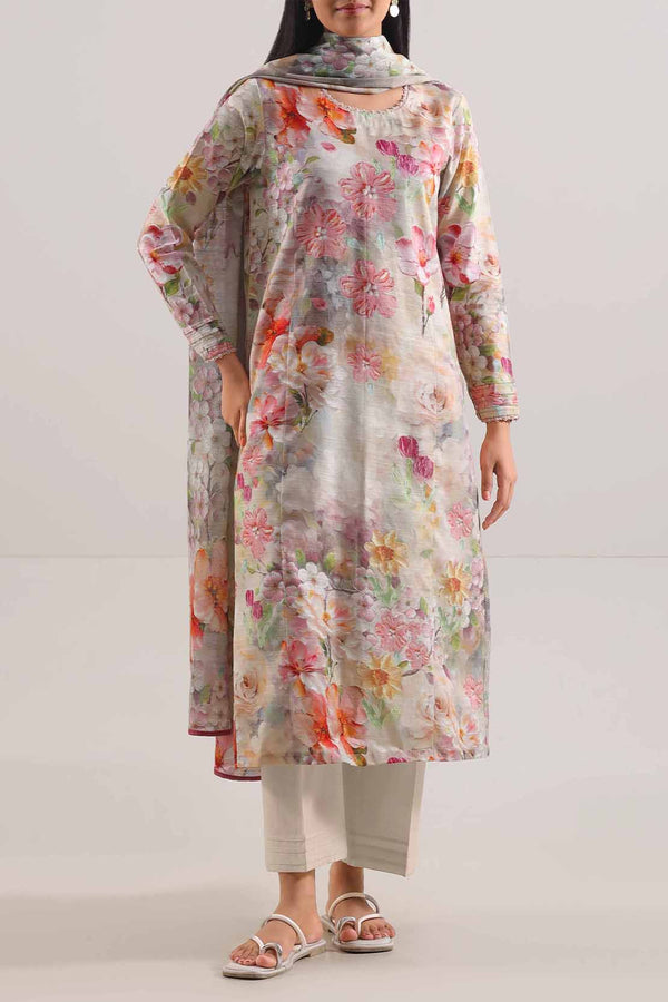 Unstitched Printed Warm Khaddar 3 Piece