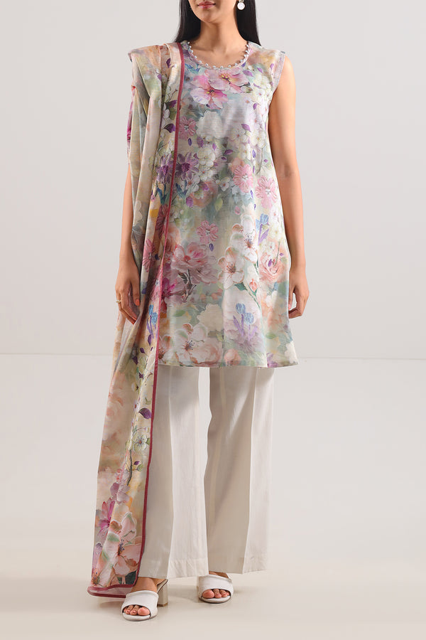 Unstitched Printed Warm Khaddar 3 Piece