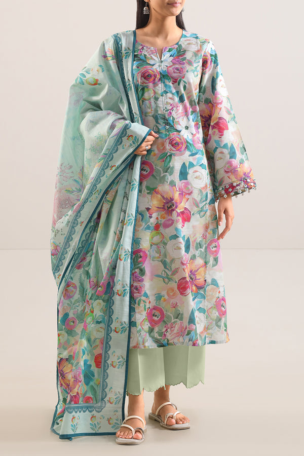 Unstitched Printed Warm Khaddar 3 Piece