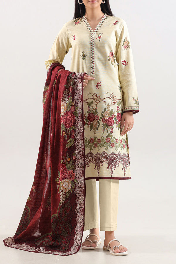 Unstitched Printed Warm Khaddar 3 Piece