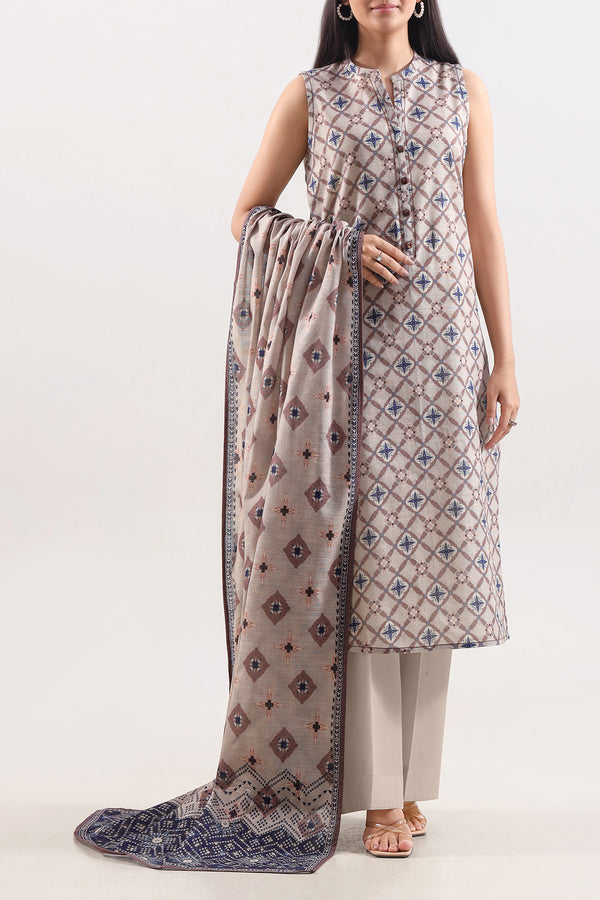 Unstitched Printed Warm Khaddar 3 Piece