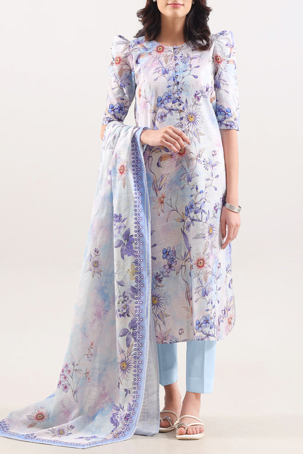 Unstitched Printed Cotton Khaddar 3 Piece