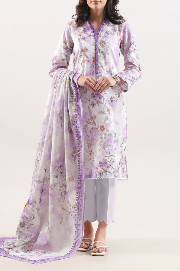 Unstitched Printed Cotton Khaddar 3 Piece