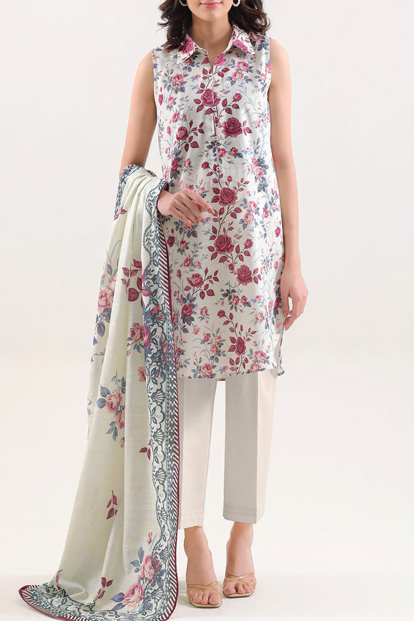 Unstitched Printed Cotton Khaddar 3 Piece