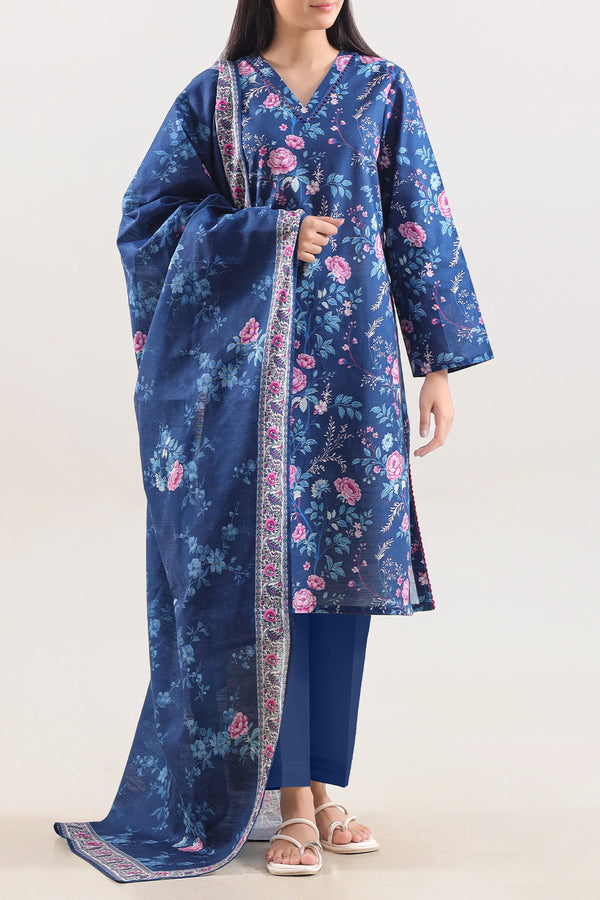 Unstitched Printed Cotton Khaddar 3 Piece