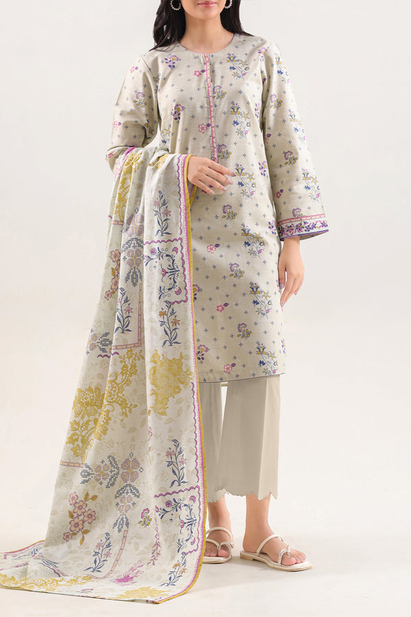 Unstitched Printed Cotton Khaddar 3 Piece