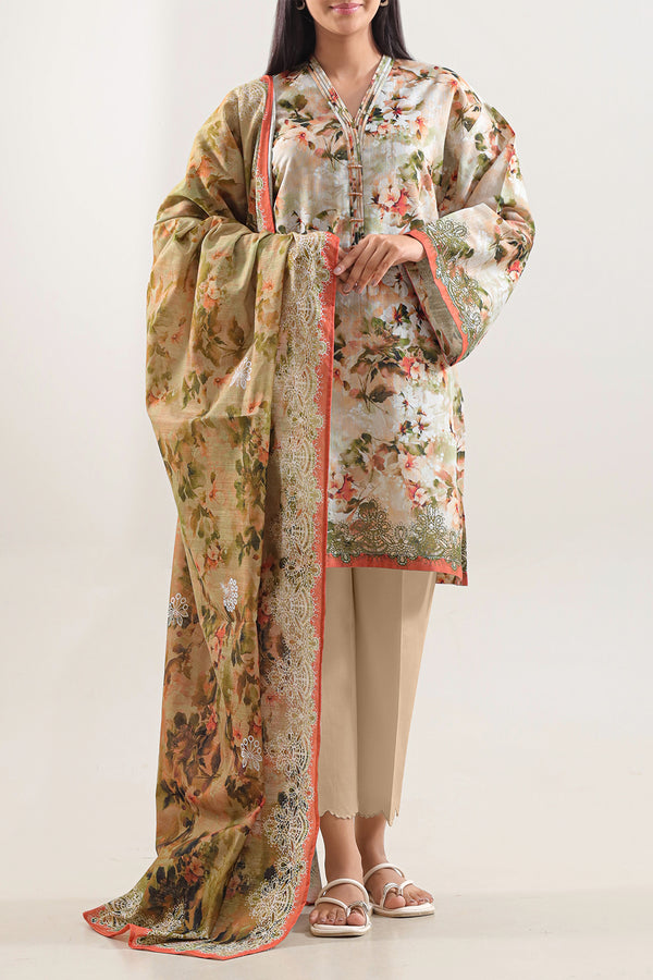 Unstitched Printed Warm Khaddar 3 Piece