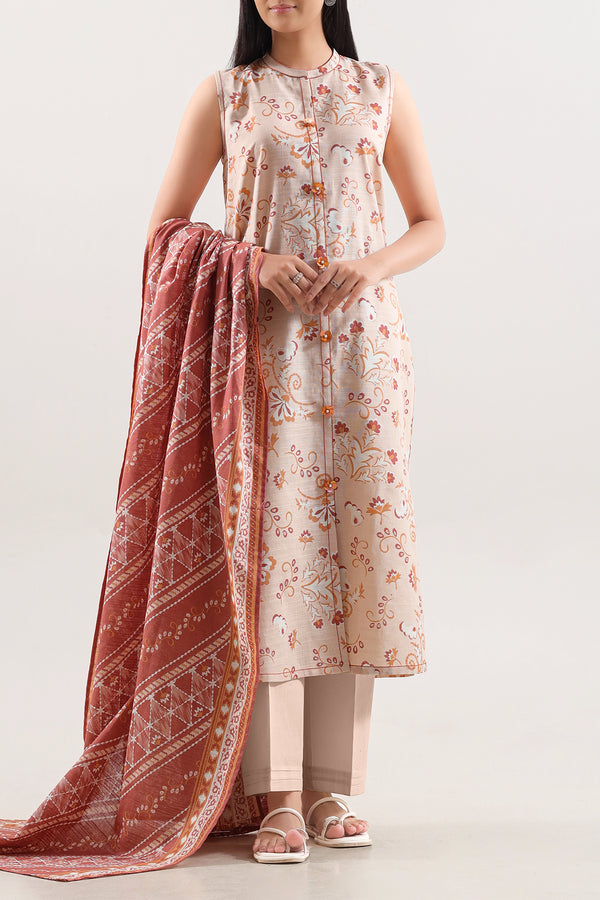 Unstitched Printed Warm Khaddar 3 Piece