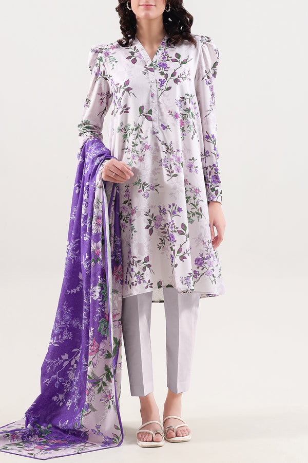 Unstitched Printed Karandi 3 Piece