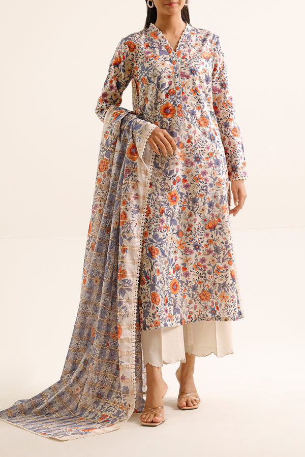 Unstitched Printed Lawn 3 Piece