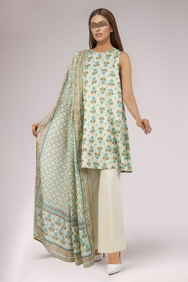 Unstitched Printed Lawn 3 Piece