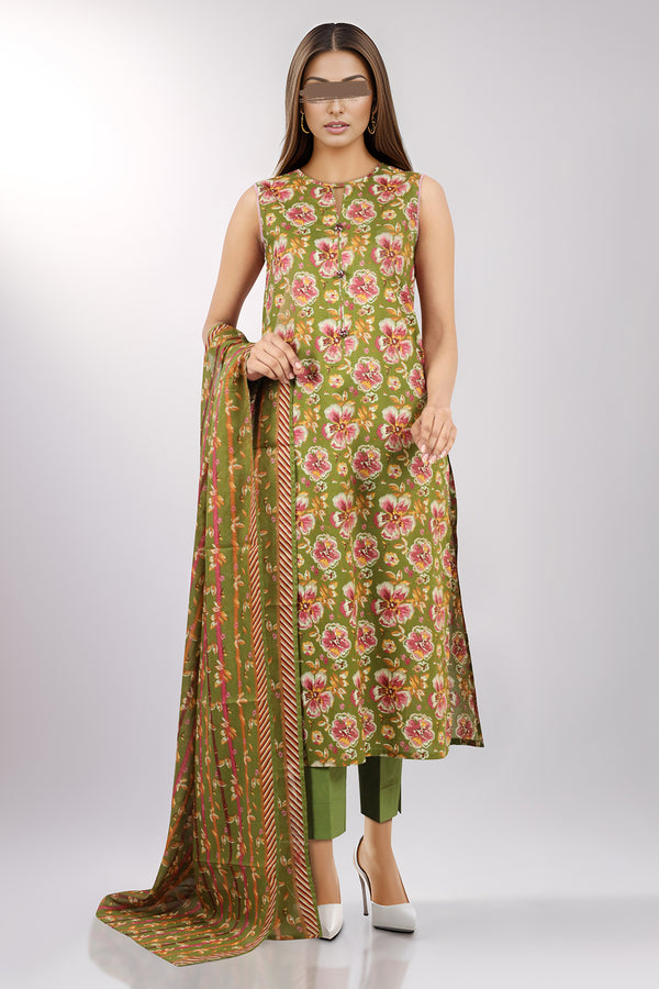 Unstitched Printed Lawn 2 Piece (Shirt/Dupatta)