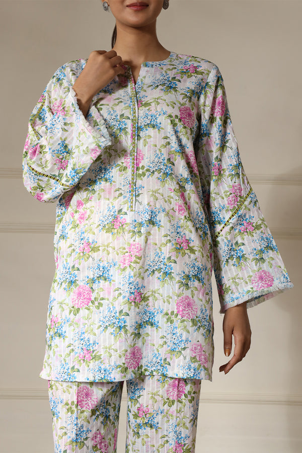 Unstitched Printed Lawn 2 Piece Shirt/Trouser