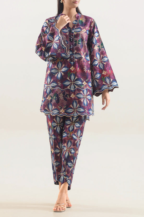 Unstitched Printed Warm Khaddar 2 Piece (Shirt/Trouser)