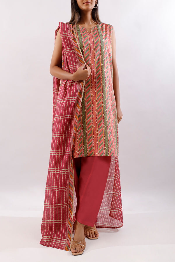 Unstitched Printed Lawn 3 Piece