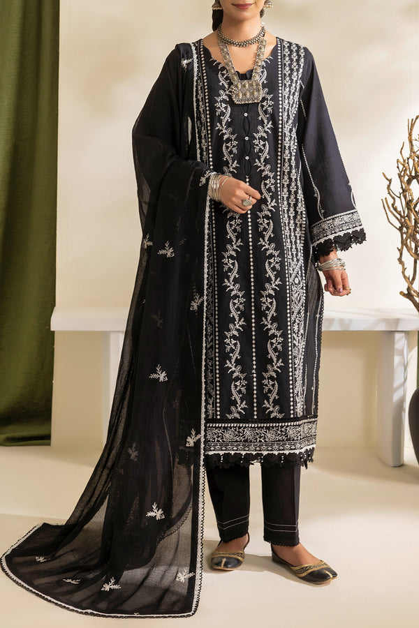 Unstitched Embroidered Self Jacquard 3 Piece With Cotton Net Dupatta
