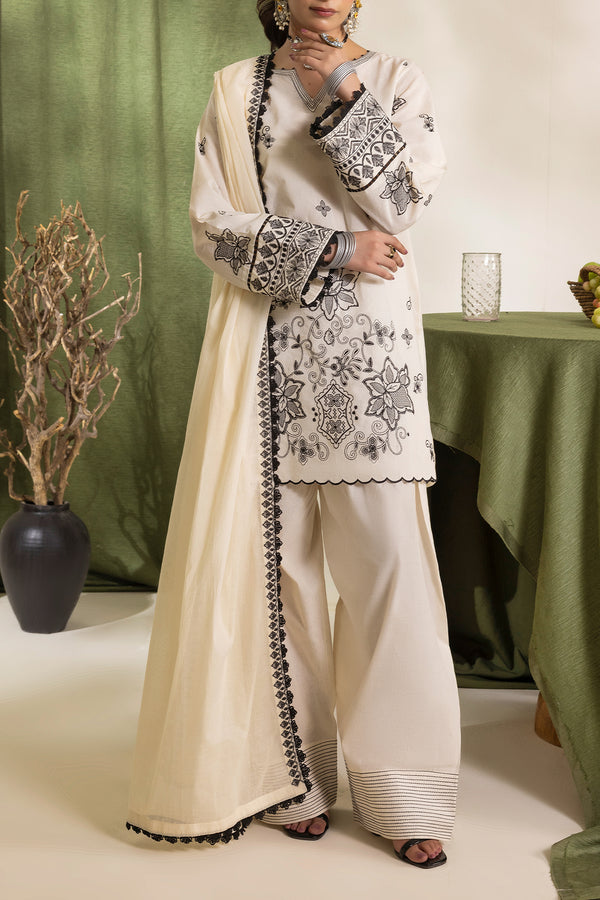 Unstitched Embroidered Self Jacquard 3 Piece With Lawn Dupatta