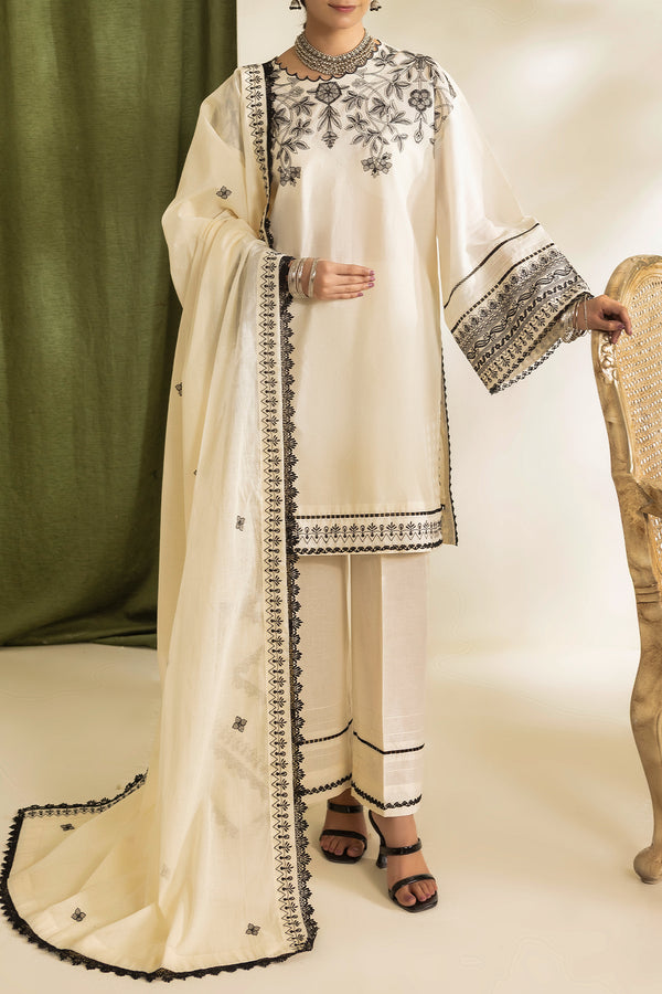 Unstitched Embroidered Self Jacquard 3 Piece With Lawn Dupatta