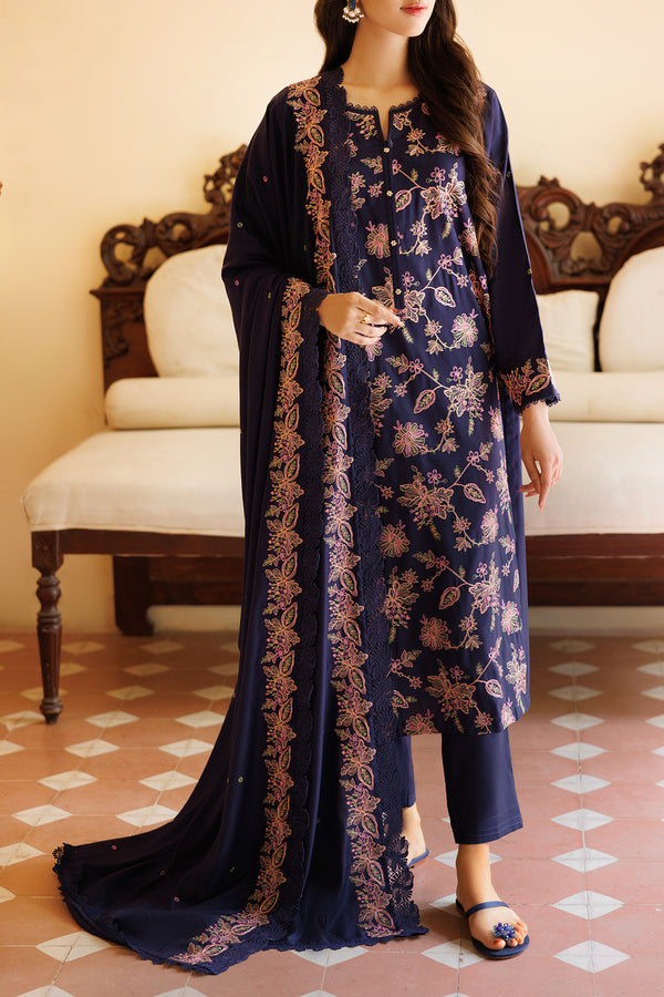 Unstitched Solid  Embroidered Arabic Linen 3 Piece