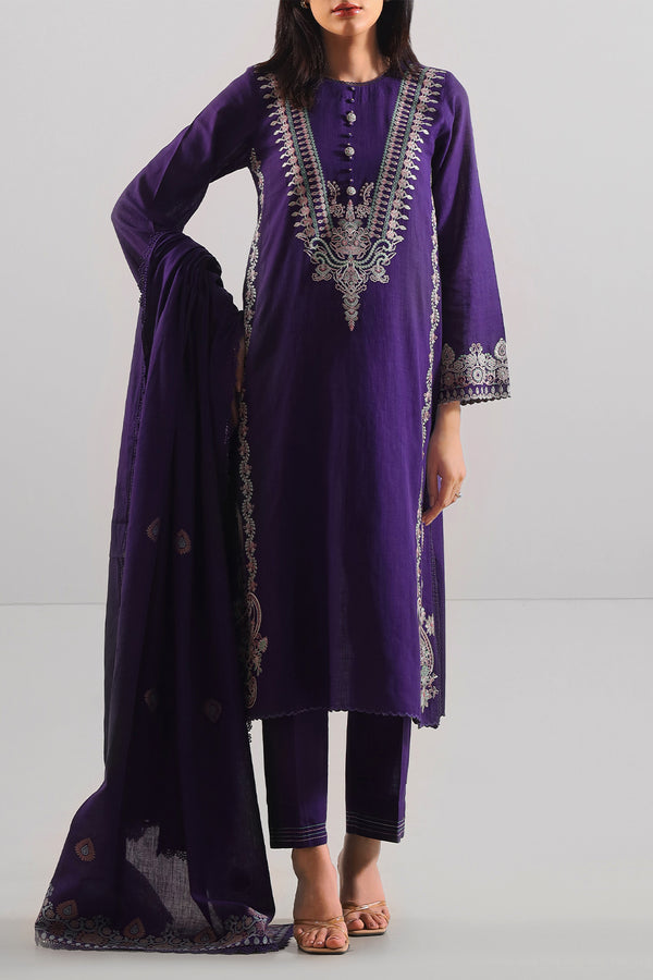 Unstitched Solid Embroidered Warm Khaddar 3 Piece