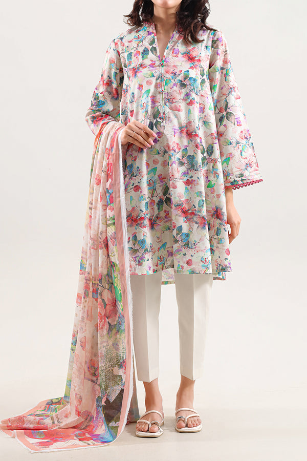 Unstitched Printed Arabic Lawn 3 Piece