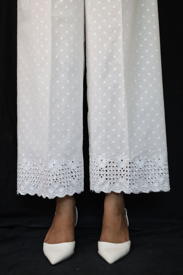 Embroidery Cotton Jacquard Pants