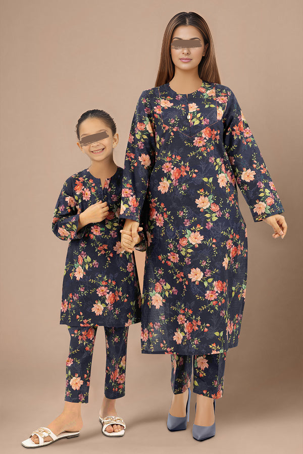 SAYA's Printed Cambric Stitched Mom And Daughter