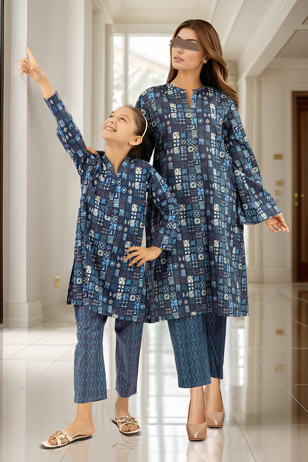 SAYA's Printed Cambric Stitched Mom And Daughter