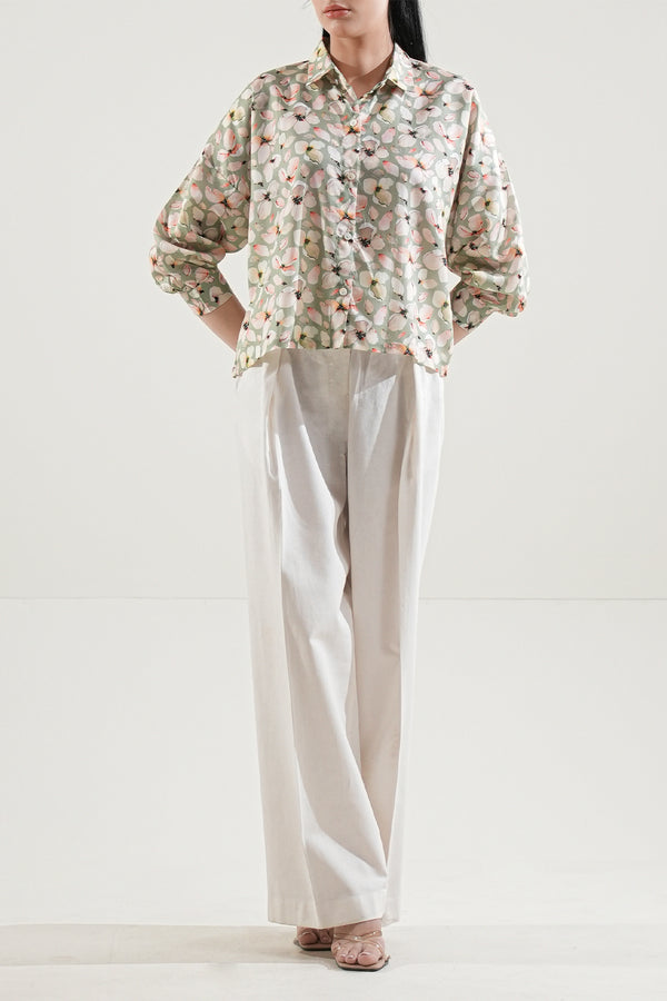 Printed Dobby Self Stitched Shirt