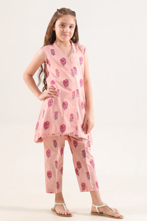 Stitched Cotton Jacquard Shirt/trouser For Kids