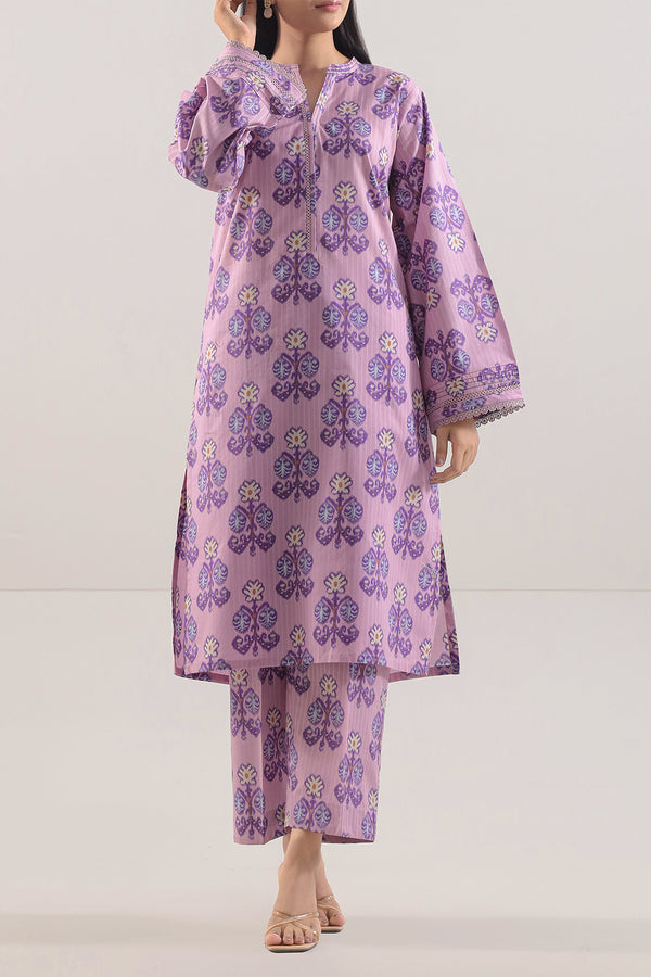 Printed Embroidered Strip Lawn Stitched 2 Piece (Shirt/Trouser)
