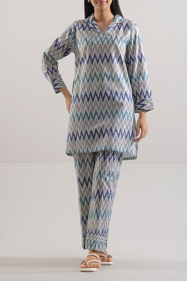 Printed Strip Lawn Stitched 2 Piece (Shirt/Trouser)