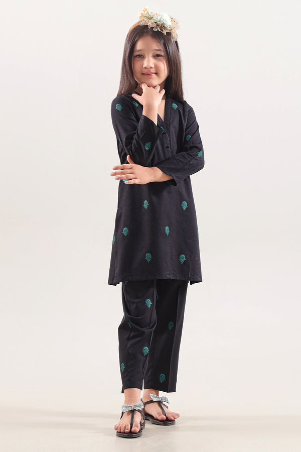 Stitched Cotton Jacquard 2 Piece (Shirt/trouser) For Kids