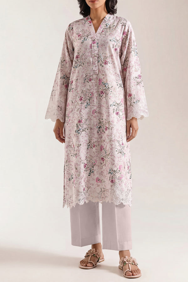 Printed Embroidered Cotton Jacquard Stitched 2 Piece (Shirt/Trouser)