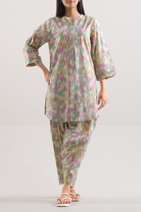 Printed Strip Lawn Stitched Shirt