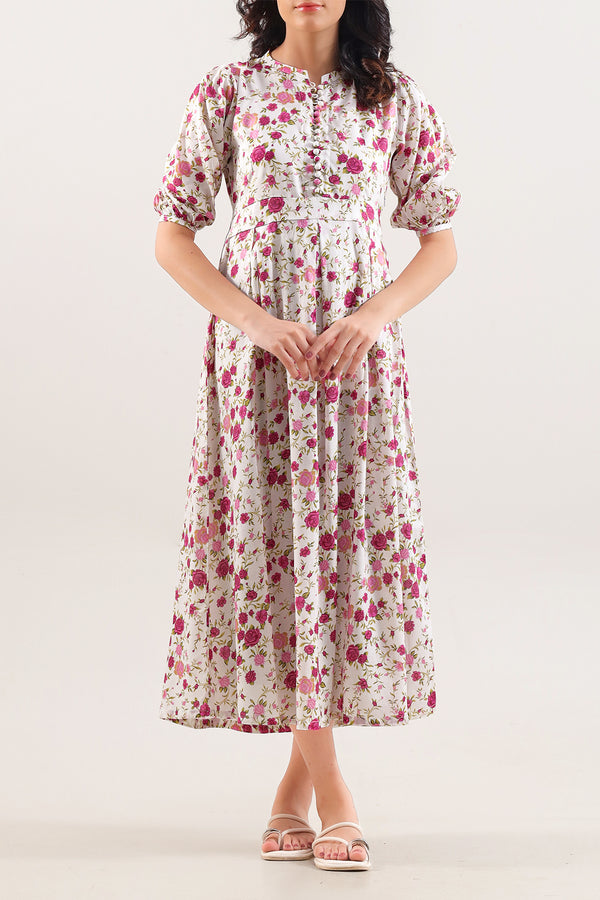 Printed Silk Touch Stitched Dress