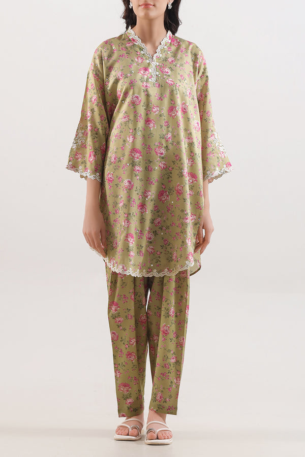 Printed Embroidered Arabic Lawn Stitched 2 Piece (Shirt/Trouser)