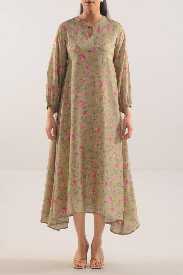 Printed Silk Touch Stitched Dress