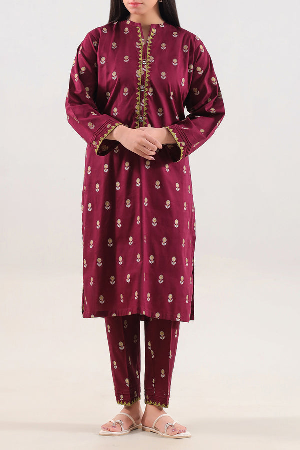 Embroidered Cotton Jacquard Stitched 2 Piece (Shirt/Trouser)