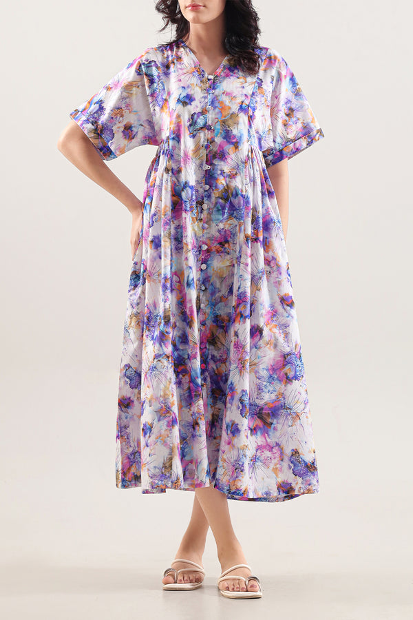 Printed Strip Lawn Stitched Dress