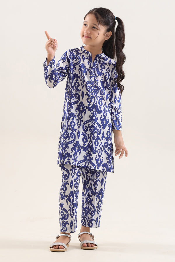 Printed Arabic Lawn Stitched 2 Piece (Shirt/Trouser)  For Kids