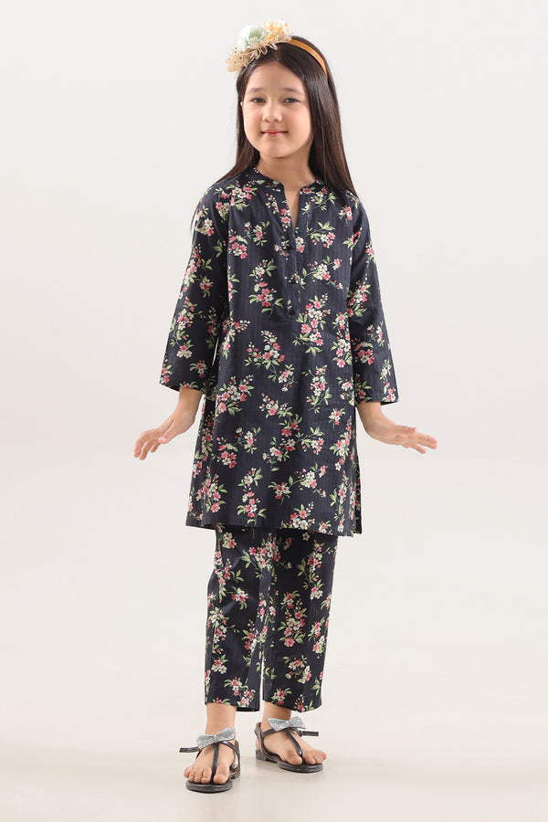 Printed Strip Lawn Stitched 2 Piece (Shirt/Trouser) For Kids