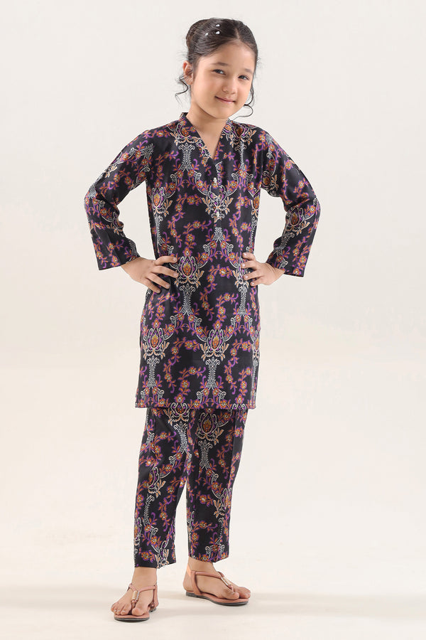Printed Arabic Lawn Stitched 2 Piece (Shirt/Trouser)  For Kids