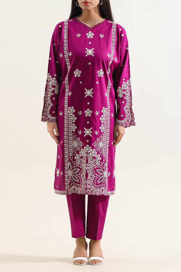Solid Embroidered Cambric Stitched 2 Piece (Shirt/Trouser)