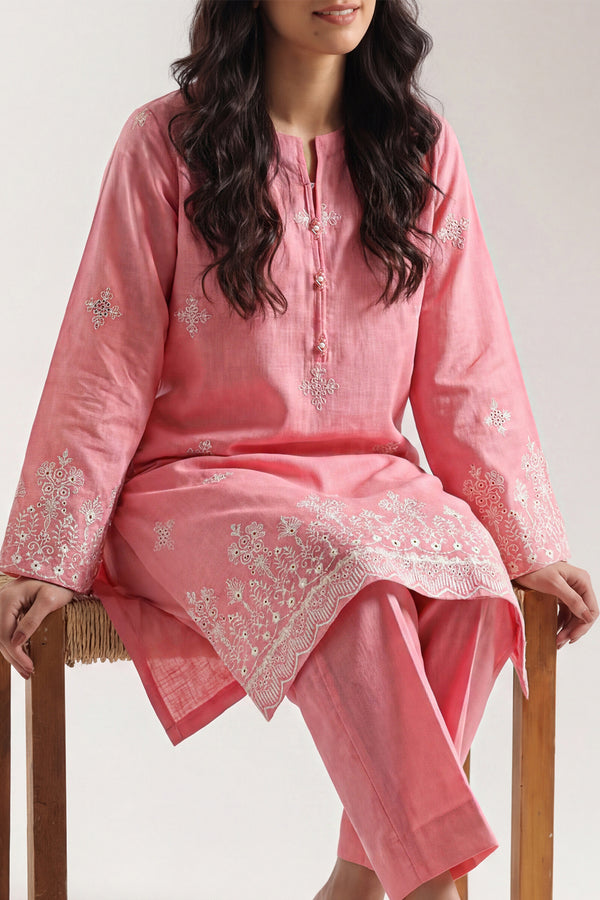 Solid Embroidered Khaddar Stitched 2 Piece (Shirt/Trouser)