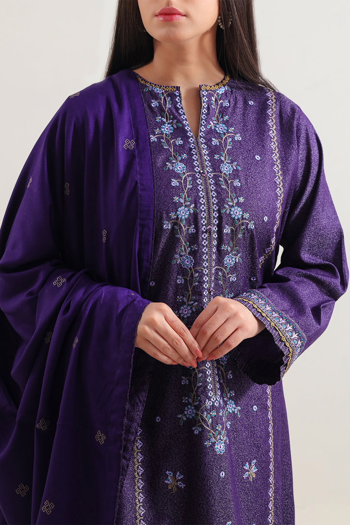 Solid Embroidered Karandi Stitched 2 Piece (Shirt/Trouser) – SAYA